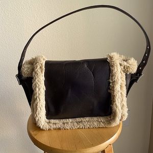 Faux fur shoulder bag